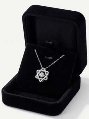 Star of David Pendant Necklace Silver CZ Diamond Hexagram Dancing Jewish New 
C1